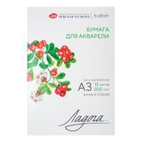 Папка для акварели ЛАДОГА 200 г/м2 А3 12 л, 100% целлюлоза, среднее зерно NP-252781935