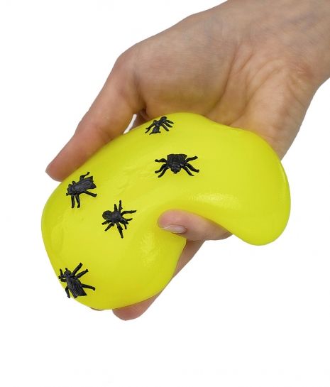 Слайм Slime "Слаймонстр" желтый + фигурки насекомых, 200 г AS-SM200-03