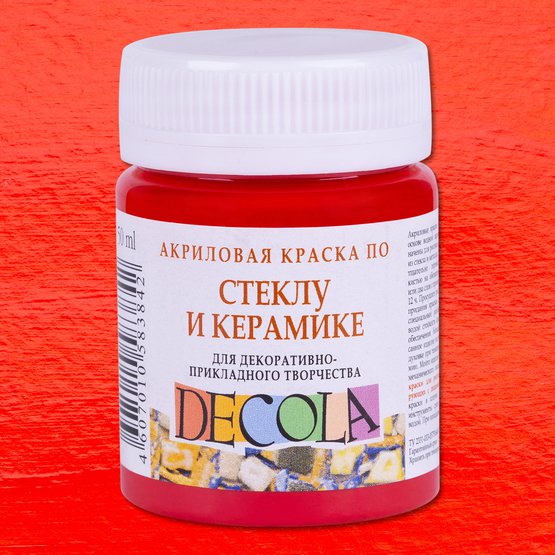 Краска акриловая по стеклу/керамике DECOLA банка 50 мл, 331 Красная NP-4028331