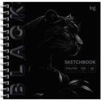 Скетчбук 40л. 170 x 170 мм BG "Black. Тигр" 120 г/м2, soft tuch, выборочный лак,на гребне RE-Скв40гр_64601
