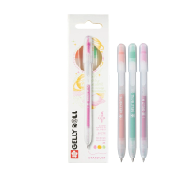 Ручки гелевые SAKURA Gelly Roll Stardust с блёстками, выдвижные, набор 3 цвета (оранжевый, розовый, изумрудный) RTPXGBRASTA3B