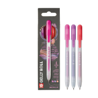Ручки гелевые SAKURA Gelly Roll Metallic, выдвижные, набор 3 цвета (красный, розовый, фиолетовый) RTPXGBRAMET3C