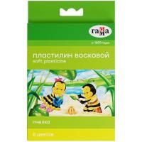 Пластилин ГАММА "Пчелка" 08 цв 120 г восковой мягкий, со стеком, картон. упаковка RE-280038Н