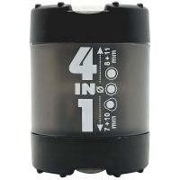 Точилка KUM 4-in-1 K4 Black, 4 отверстия, пластиковая, контейнер с крышками, черная KUM-1028371