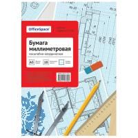 Бумага масштабно-координатная OfficeSpace А3 10л, голубая, в папке RE-10БМг3п_9708