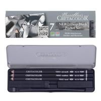 Набор для эскизов CRETACOLOR Nero Deep Black 7 предметов, мет.пенал CR40008