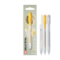 Ручка гелевая SAKURA Gelly Roll Retractable, набор 3 цвета (золото, серебро, белый), средний наконечник 0.8 мм, выдвижной корпус RTPXGBRAMIX3A
