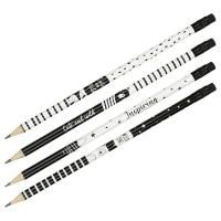 Карандаш ч/г MESHU "Black&white" HB заточенный, с печатью, с ластиком, ассорти RE-MS_47220