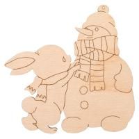 Заготовка для декорирования Mr.Carving Подвеска "Зайчик со снеговиком" 10 х 10 х 0.3 см 0.3 см фанера ВД-1097