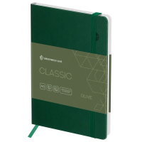 Записная книжка А6 80л. Greenwich Line "Classic. Olive" ЛАЙТ, кожзам, с резинкой, фактурное тиснение, блок в клетку RE-NA6_50596