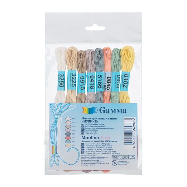Набор мулине GAMMA "Mouline" 100% хлопок 8 x 8 м Pastel MGM-987