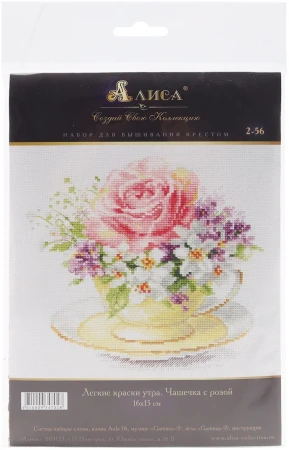 Набор для вышивания "Алиса" Лёгкие краски утра. Чашечка с розой 16 x 15 см 2-56