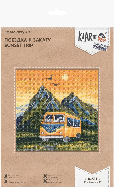 Набор для вышивания KLART "Поездка к закату" 10 x 10 см 8-511