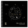 Скетчбук 60л. 150 x 150 мм MESHU "Black Cat" 120 г/м2, на гребне, отд. фольгой, soft-touch RE-MS_53037