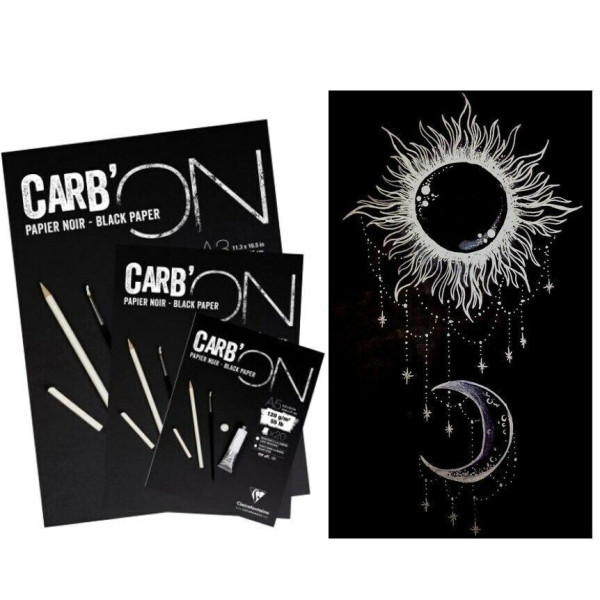 Скетчбук CLAIREFONTAINE Carb'ON 120 г/м2 A4 20 л, склейка, черные листы RH-975039C