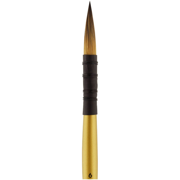 Кисть художественная синтетика ГАММА "Gold Brush" круглая №6 французское крепление, короткая ручка RE-1000006