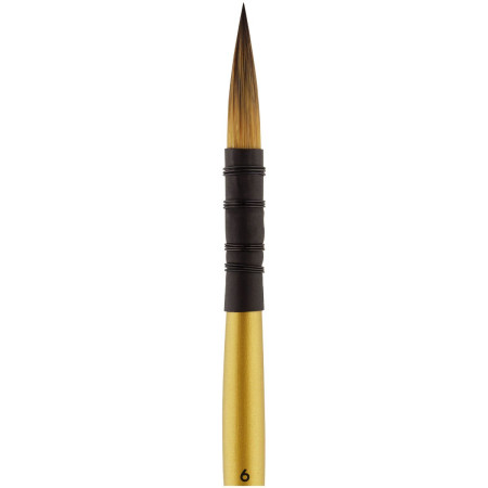Кисть художественная синтетика ГАММА "Gold Brush" круглая №6 французское крепление, короткая ручка RE-1000006