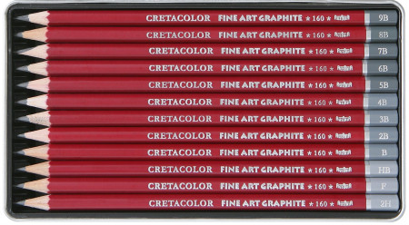 Набор графитных карандашей CRETACOLOR Cleos Fine Art 12 шт, мет.пенал CR16052