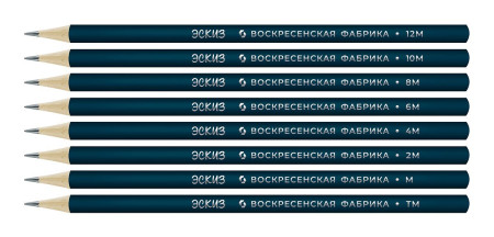 Набор графитных карандашей ВКФ "Эскиз" заточенный 8 шт ассорти 8B-1700