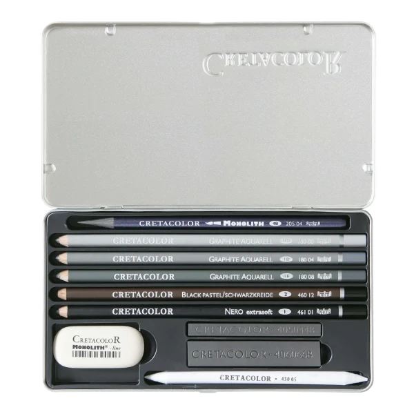 Набор для графики CRETACOLOR Artino Graphite 10 предметов, мет.пенал CR40021