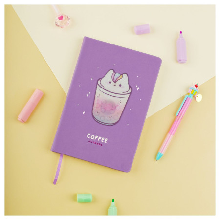 Ежедневник недатированный А5 136л. MESHU "Magic. Catffee house" кожзам, тон. блок, аппликация с анимированным изображением, закладка-ляссе RE-MS_53616
