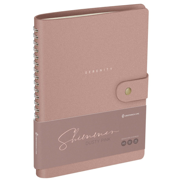 Записная книжка А5 96л. Greenwich Line "Shimmer. Dusty pink" ЛАЙТ, кожзам, скрытый гребень, блок в линию RE-NA5_51418
