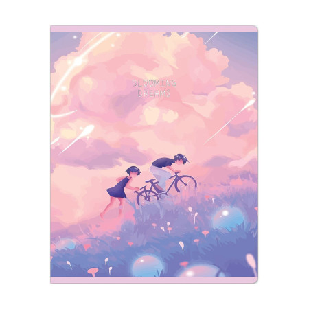 Тетрадь 48л. A5 клетка MESHU "Blooming dreams" софт-тач ламинация, тиснение фольгой RE-MS_49776