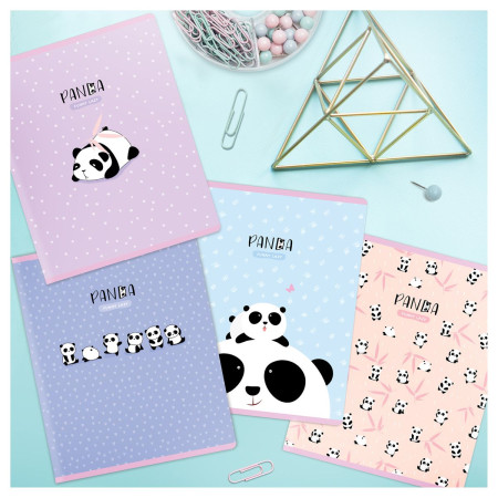 Тетрадь 48л. A5 клетка MESHU "Funny panda" матовая ламинация, фактурное тиснение RE-MS_49786