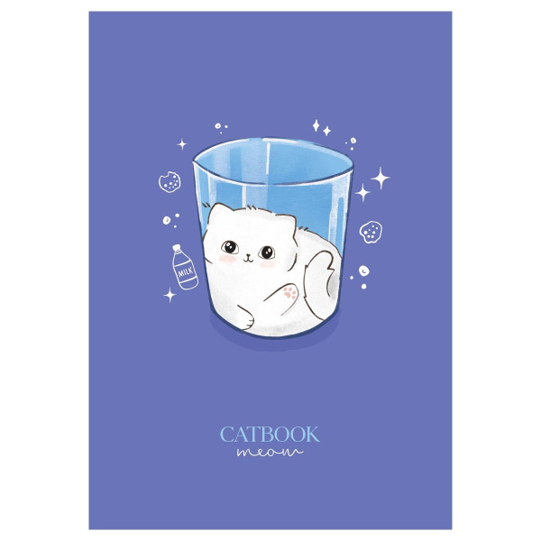 Тетрадь 80л. A5 клетка MESHU "Cat Book" на гребне, двойная обложка, матовая ламинация, выб.лак RE-MS_53955
