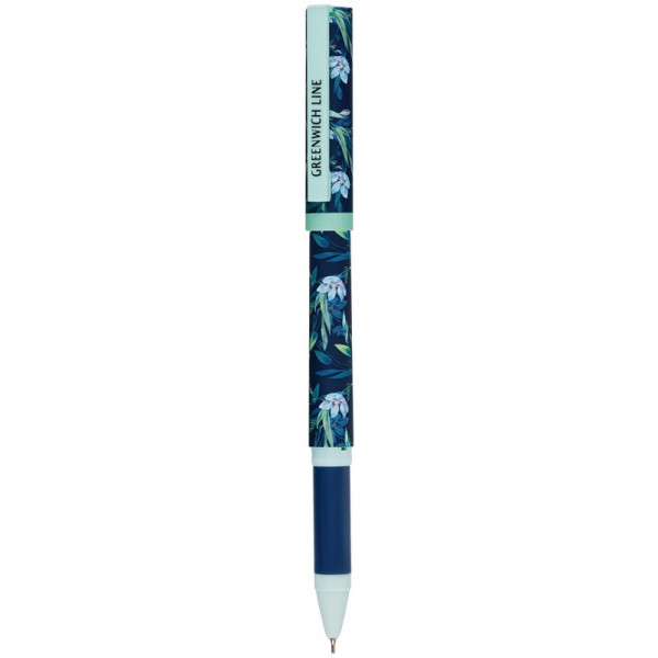 Ручка шариковая Greenwich Line "Blue flowers" синяя, 0.7 мм, игольчатый стержень, грип, софт-тач RE-GL_24821/Pbl_32681