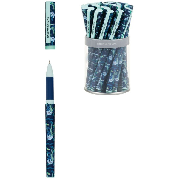 Ручка шариковая Greenwich Line "Blue flowers" синяя, 0.7 мм, игольчатый стержень, грип, софт-тач RE-GL_24821/Pbl_32681