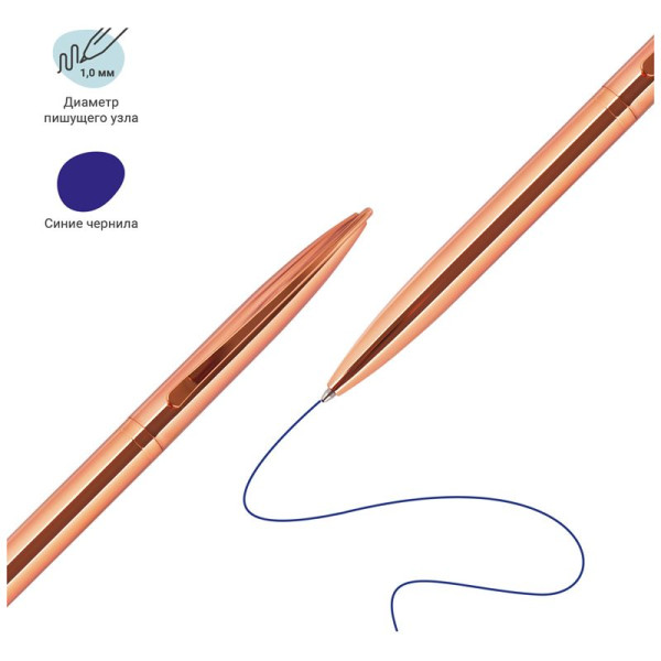 Ручка шариковая автоматическая MESHU "Rose gold" синяя, 1.0 мм RE-MS_93966