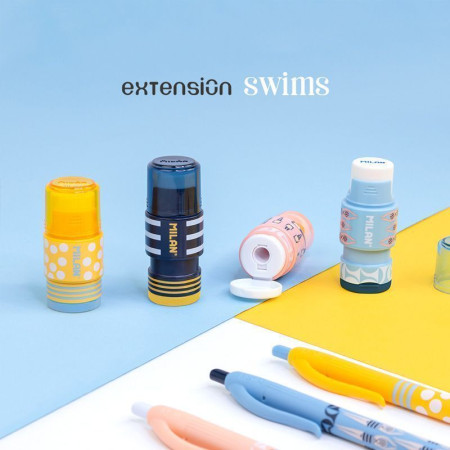 Ластик-точилка MILAN Extension Swims, контейнер ассорти ML-4725116SM
