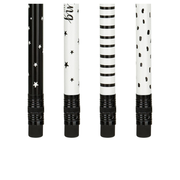 Карандаш ч/г MESHU "Black&white" HB заточенный, с печатью, с ластиком, ассорти RE-MS_47220