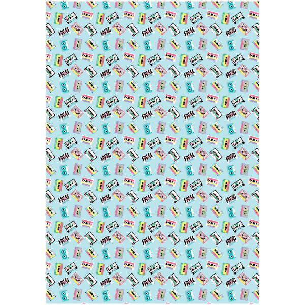 Упаковочная бумага глянцевая MESHU "Кассеты" 1л. 70 x 100 см 80 г/м2 RE-MS_53467