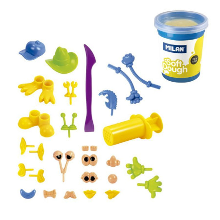 Набор массы для лепки MILAN Soft Dough Happy Faces 4 цв x 116 г + аксессуары ML-913304HF