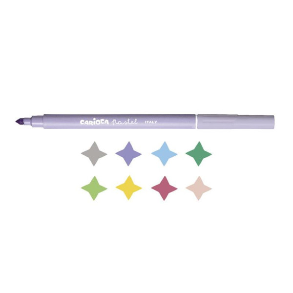 Фломастеры Carioca "Pastel" 8 цв смываемые, ПВХ, европодвес RE-43032