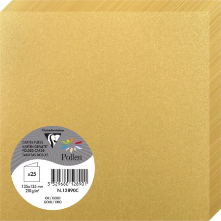 Заготовка для открытки сложенная CLAIREFONTAINE Pollen 135 x 135 мм 210 г/м2 1 шт, золото RH-12890C