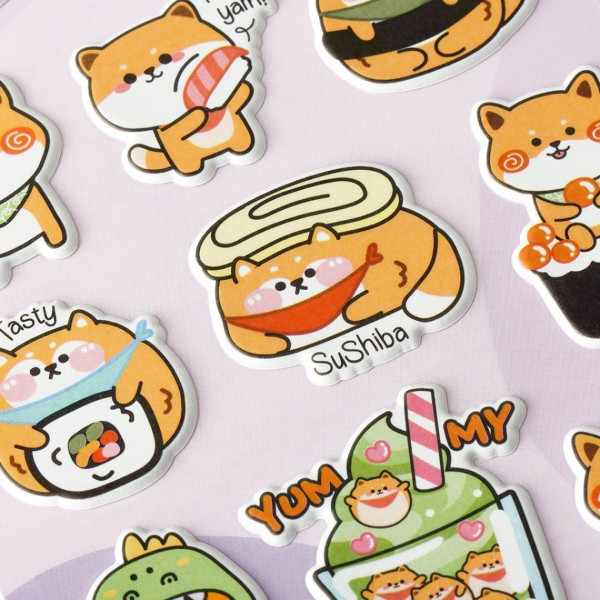 Наклейки объемные MESHU "Shiba Inu" 10 x 23 см, европодвес RE-MS_57643