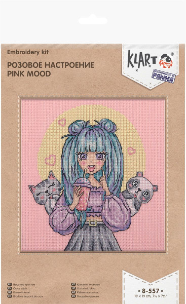 Набор для вышивания KLART "Розовое настроение" 19 х 19 см 8-557