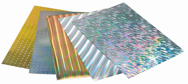 Картон голографический FOLIA 230 г/м2 50 x 70 см, 1 лист, Flame silver/серебряное пламя FL-301001