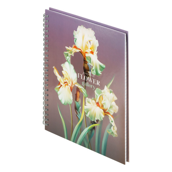 Тетрадь 80л. A5 клетка на гребне BG "Flower gallery" глянцевая ламинация, твердая обложка RE-ТТ5гр80_лг_12753