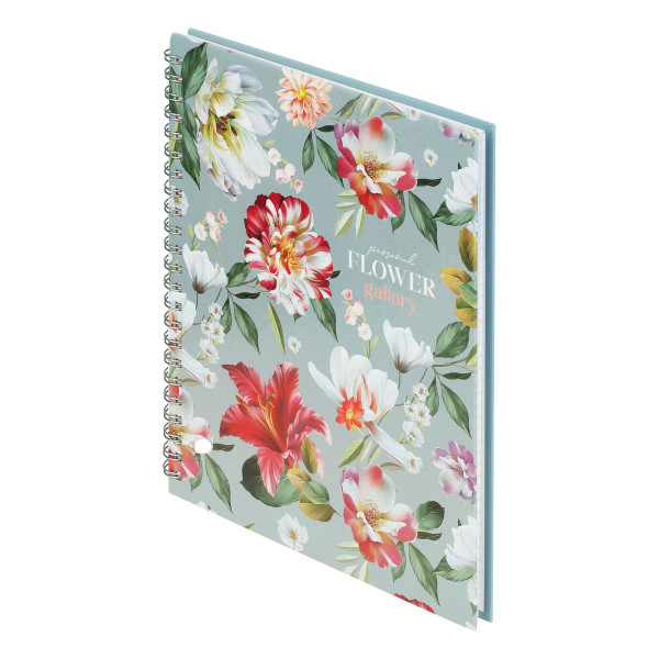 Тетрадь 80л. A5 клетка на гребне BG "Flower gallery" глянцевая ламинация, твердая обложка RE-ТТ5гр80_лг_12753