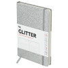 Ежедневник недатированный A6 136л. BG "Glitter. Silver" твердый переплет, диз. картон, на резинке, карман, серебристый RE-DuA6_61222