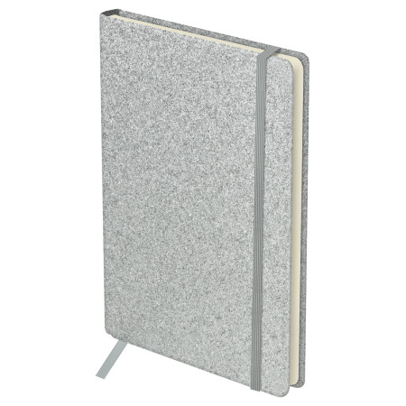 Ежедневник недатированный A6 136л. BG "Glitter. Silver" твердый переплет, диз. картон, на резинке, карман, серебристый RE-DuA6_61222