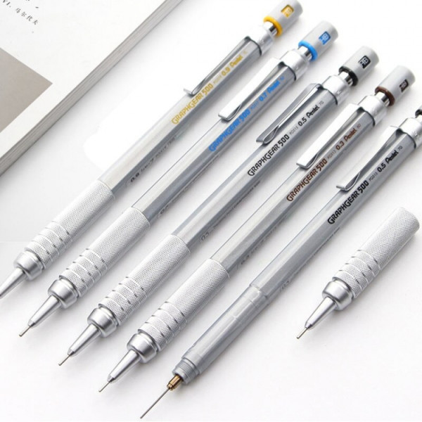 Карандаш PENTEL Graphgear 500 автоматический профессиональный HB 0.3 мм, серебряный корпус PG513-E