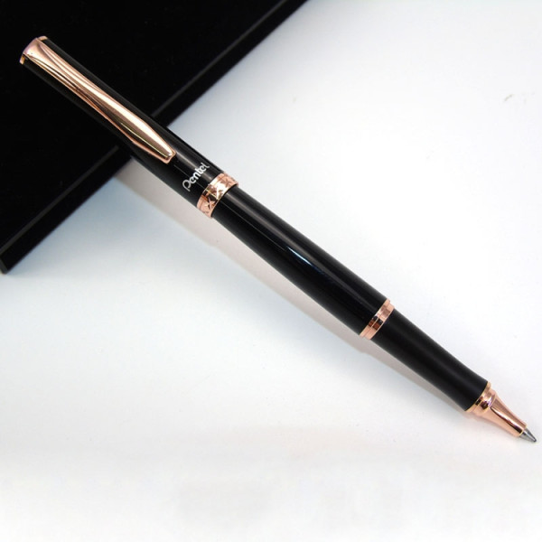 Ручка-роллер PENTEL 0.7 мм, гелевый синий стержень, в подарочном футляре K611APG-LR7CEBSET