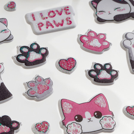 Наклейки объемные MESHU "Love Paws" 10 x 23 см, с блестками, инд. уп., европодвес RE-MS_66577