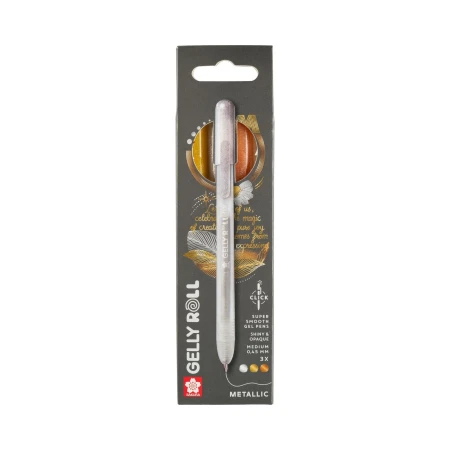 Ручки гелевые SAKURA Gelly Roll Metallic, выдвижные, набор 3 цвета (золото, серебро, медь) RTPXGBRAMET3B