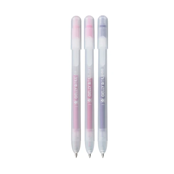 Ручки гелевые SAKURA Gelly Roll Stardust с блёстками, выдвижные, набор 3 цвета (розовый, светло-розовый, фиолетовый) RTPXGBRASTA3C
